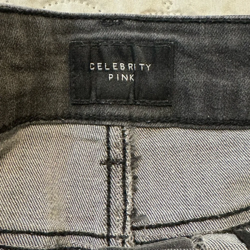 Celebrity Pink Black Faded Jean Shorts w/ Cuff; 3” inseam; size 5/27. Like new! - Picture 3 of 5